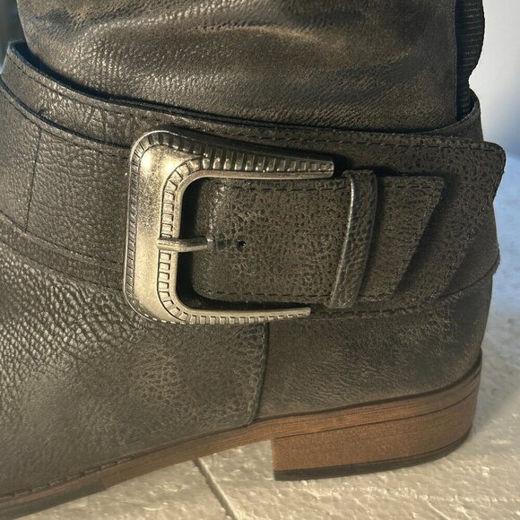 Torrid SZ 9 Kallie Black Leather Riding Knee high Boot Western Moto Edgy Boho - Picture 9 of 15